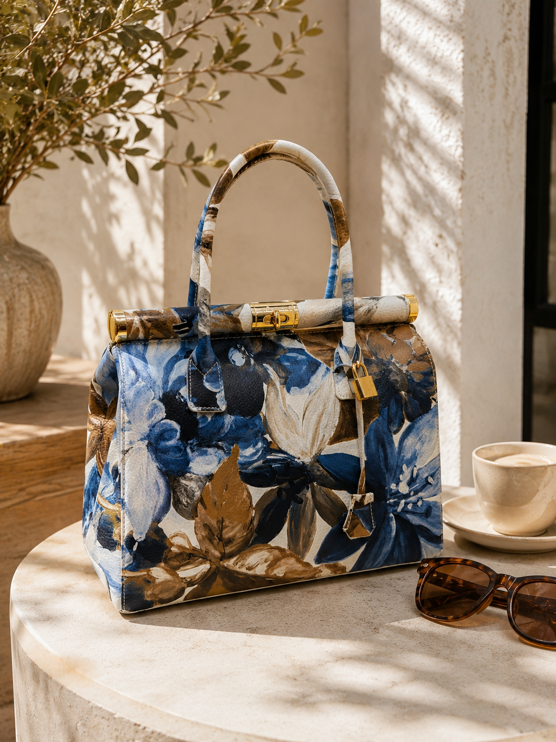 Jardin d'Azur | Leather handbag Made in Italy