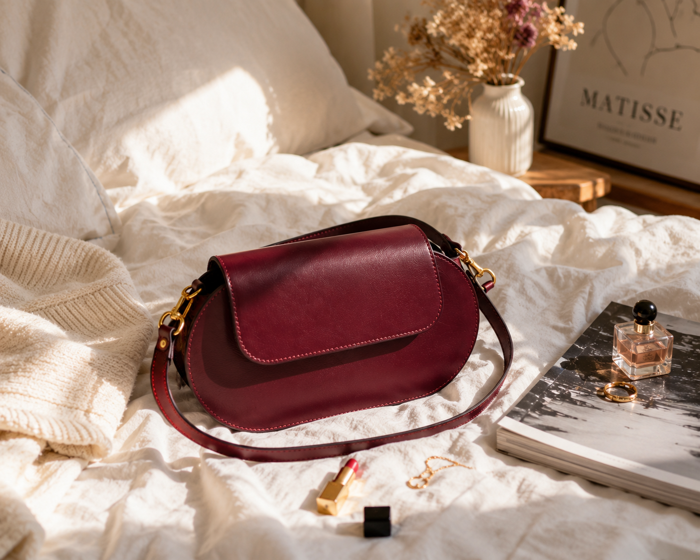 RUBIS | Sac en Cuir Italien – Burgundy
