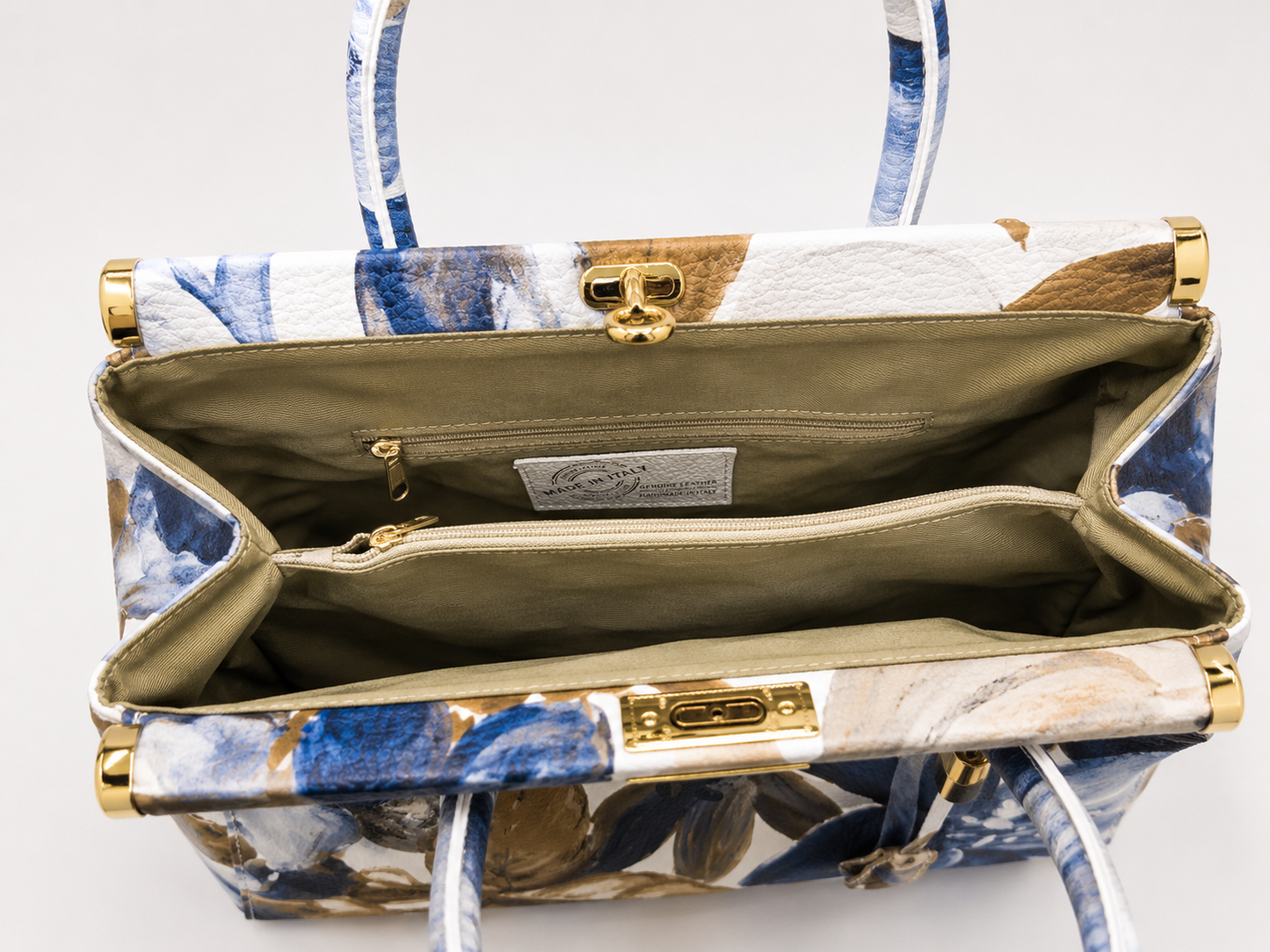 Jardin d'Azur | Leather handbag Made in Italy