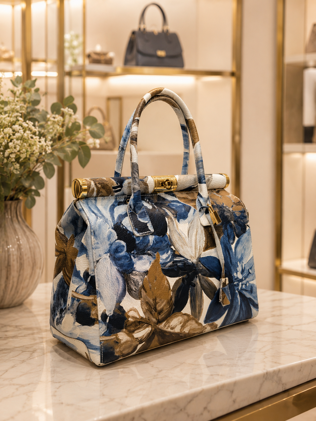 Jardin d'Azur | Leather handbag Made in Italy