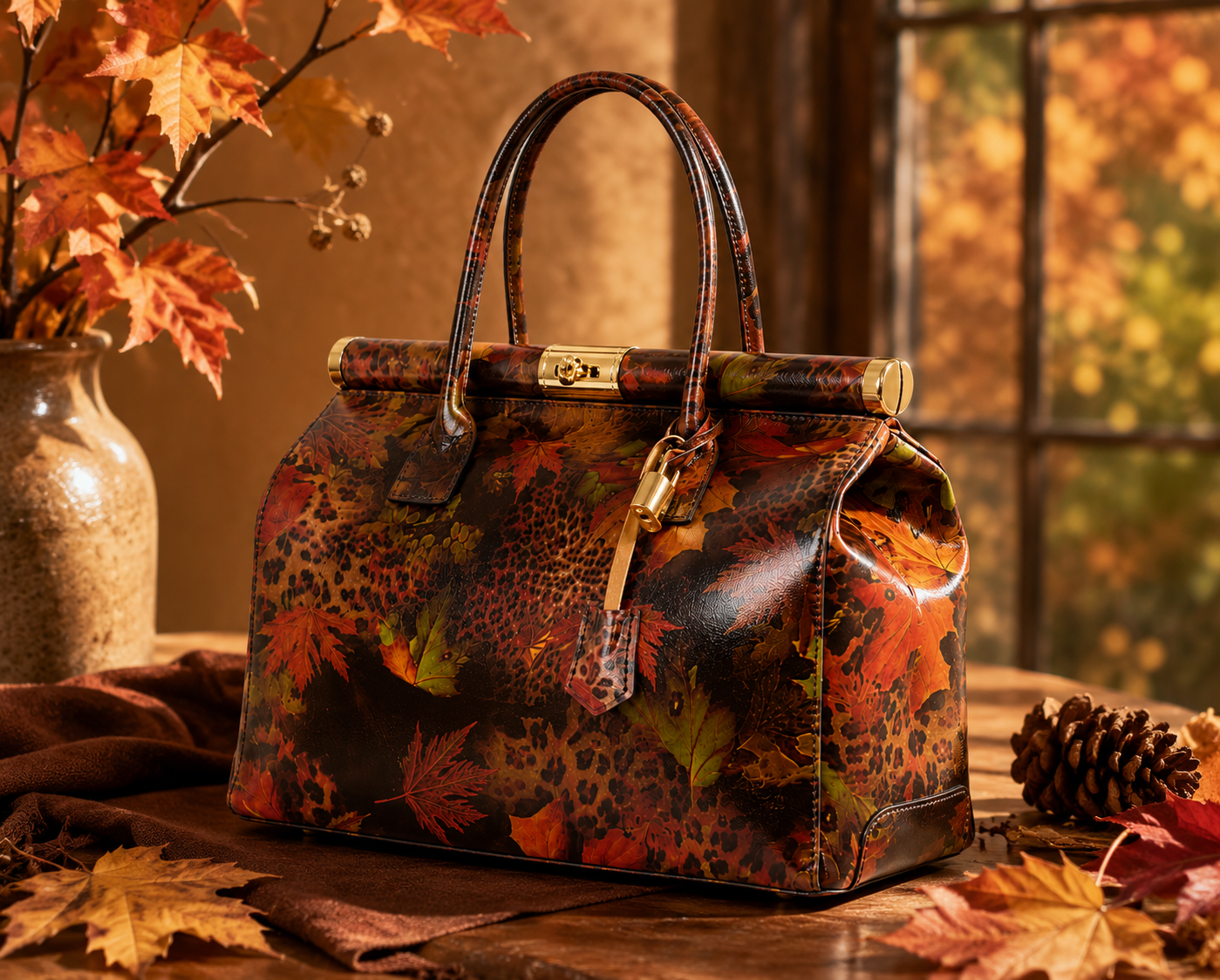 PALETTE D'AUTOMNE – Sac en cuir Artwork | Fabriqué en Italie