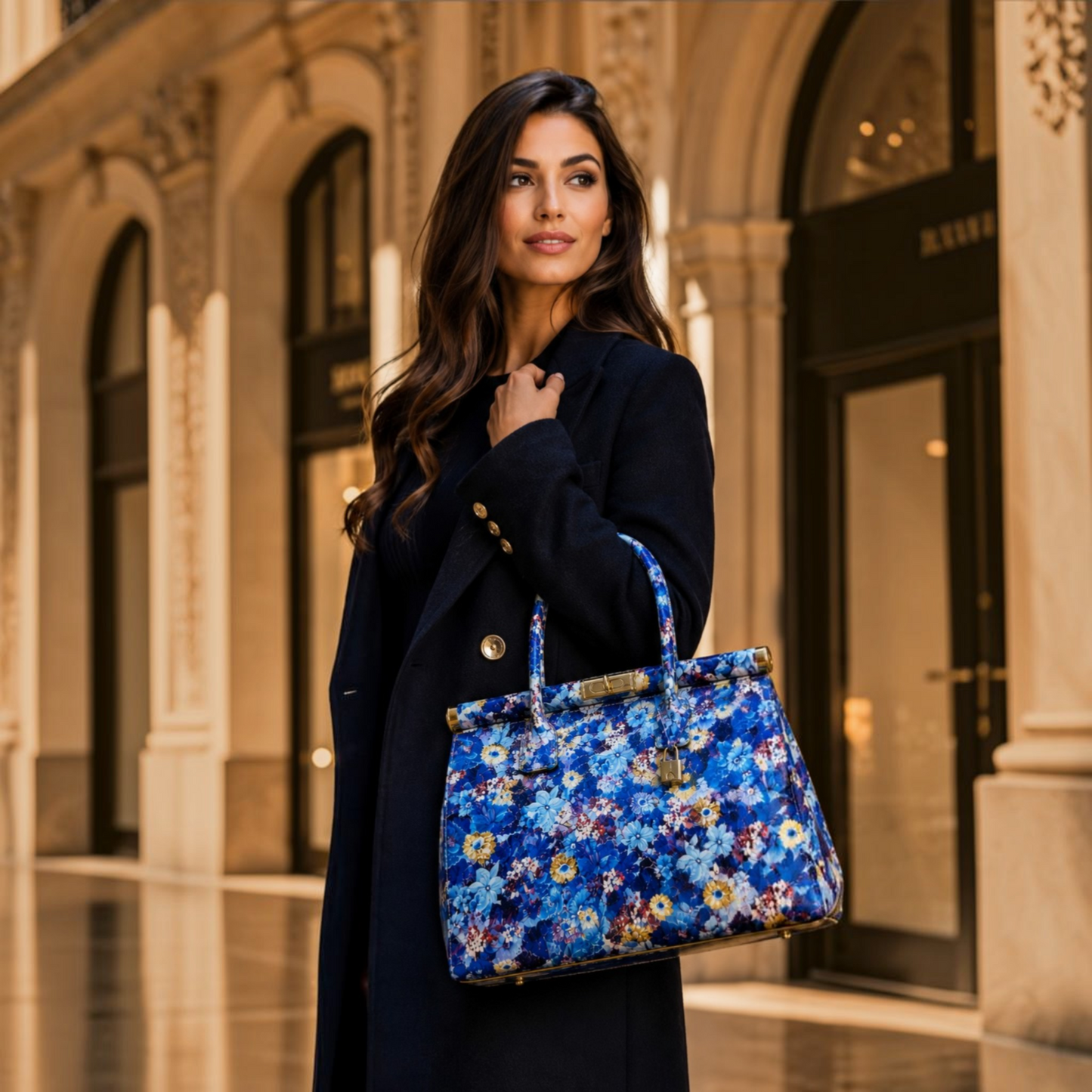 Jardin d'Azur | Sac à main en cuir  Made in Italy