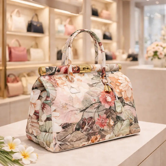 Sac en cuir FLOWER Cipria - Made in Italy