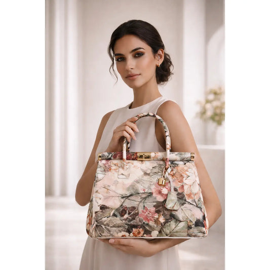Sac en cuir FLOWER Cipria - Made in Italy